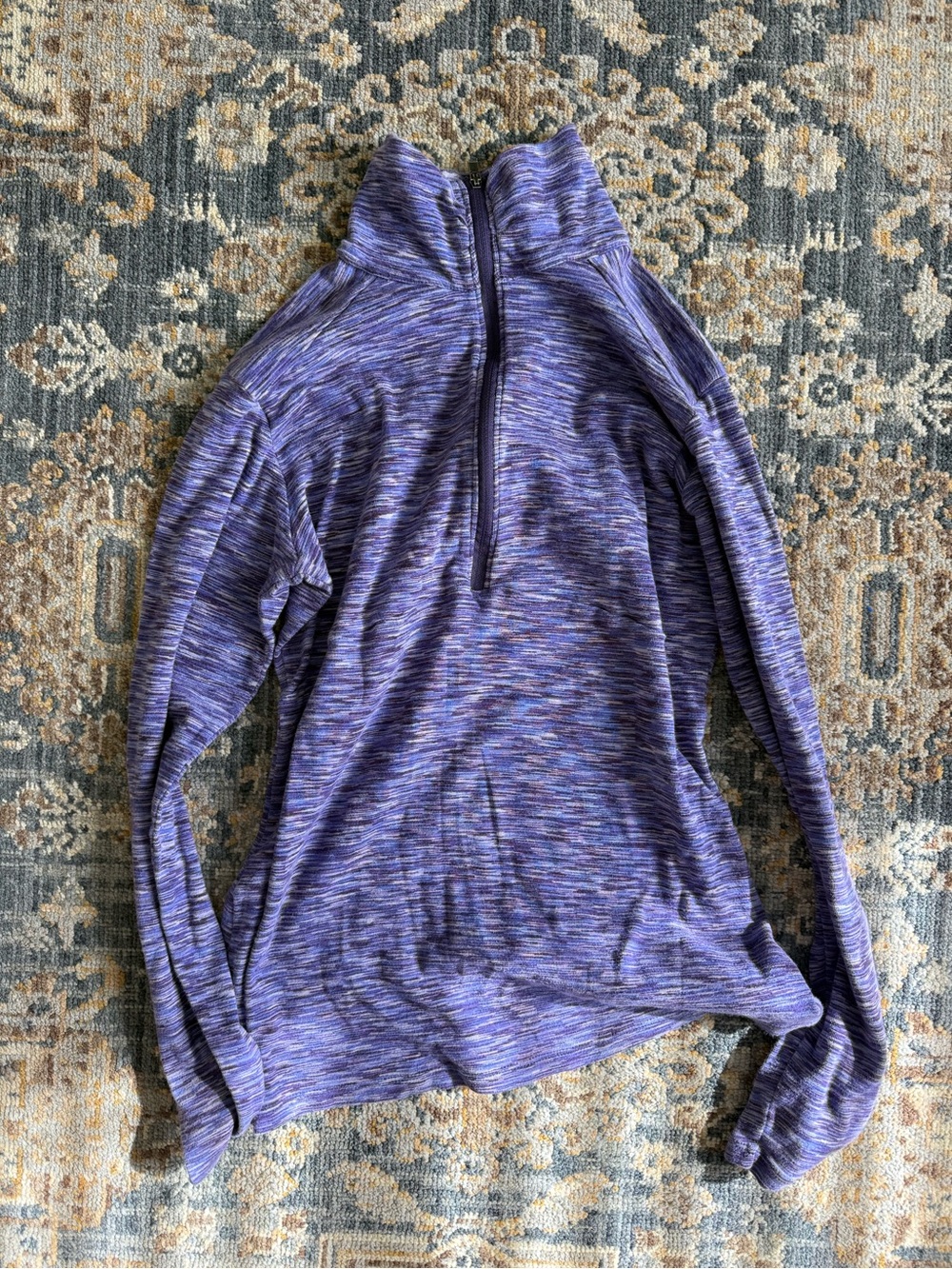 Women's Purple Space-Dye Half-Zip Turtleneck Sweater